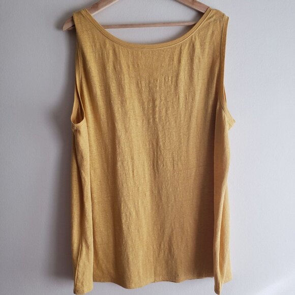 Eileen Fisher Sunny Yellow Linen Tank 2X  Lightweight Relaxed Fit Sleeveless Top - Picture 7 of 9